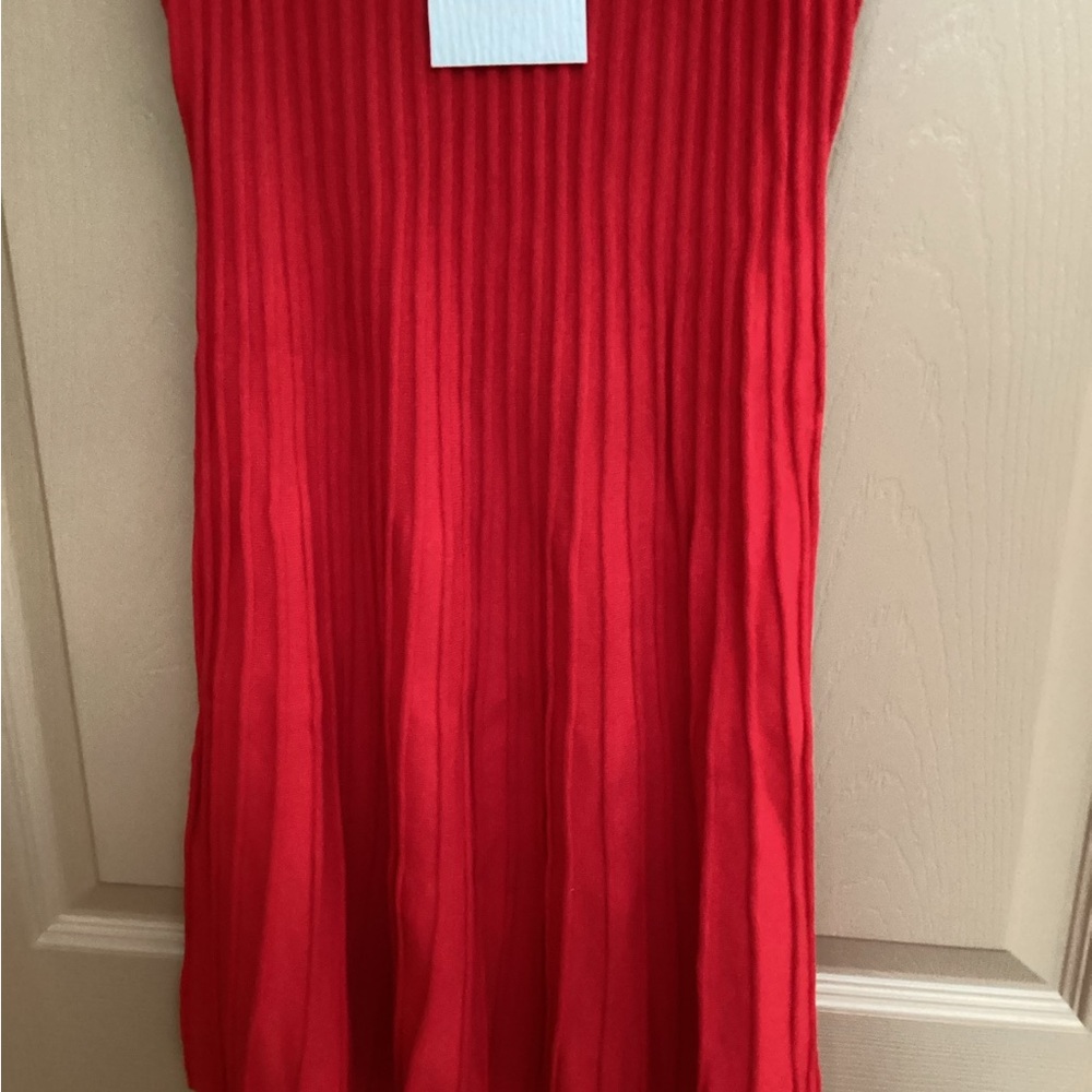 Red Ribbed Tank Mini Dress - Sleeveless Scoop Neck - NWT - Picture 5 of 5